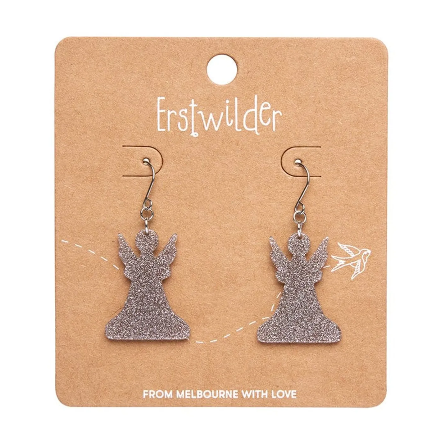 Erstwilder Angel Glitter Drop Earrings - Silver^ Essential Earrings
