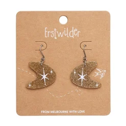 Erstwilder Atomic Boomerang Glitter Drop Earrings - Gold^ Essential Earrings