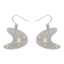 Erstwilder Atomic Boomerang Glitter Drop Earrings - Silver^ Essential Earrings