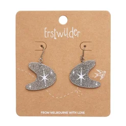 Erstwilder Atomic Boomerang Glitter Drop Earrings - Silver^ Essential Earrings