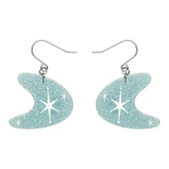 Erstwilder Atomic Boomerang Glitter Drop Earrings - Blue^ Essential Earrings