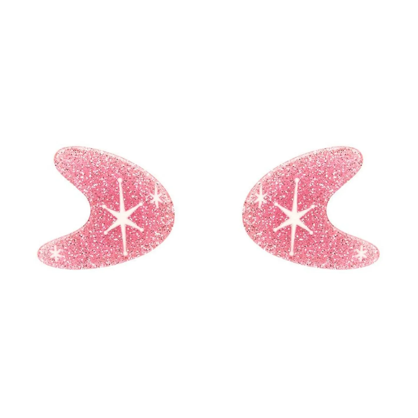 Erstwilder Atomic Boomerang Glitter Stud Earrings - Pink^ Essential Earrings
