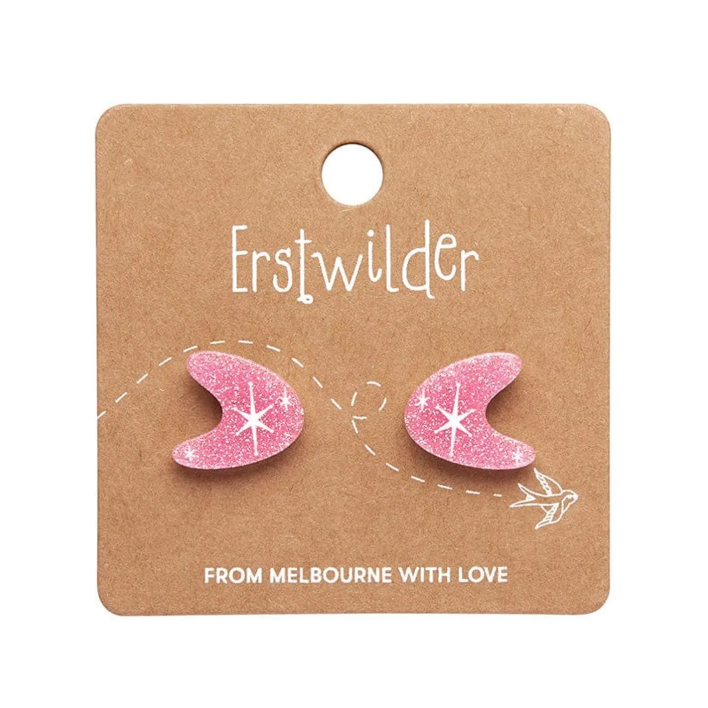 Erstwilder Atomic Boomerang Glitter Stud Earrings - Pink^ Essential Earrings