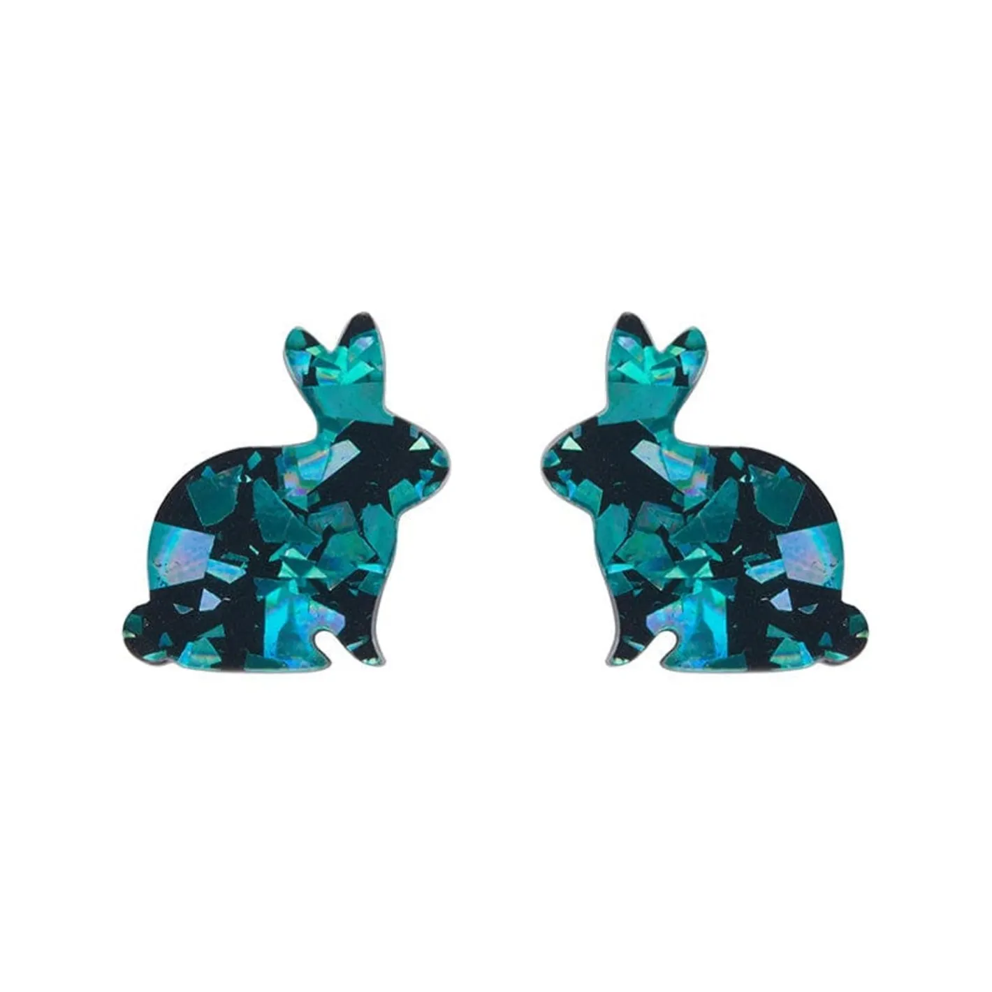 Erstwilder Bunny Chunky Glitter Resin Stud Earrings - Green^ Essential Earrings