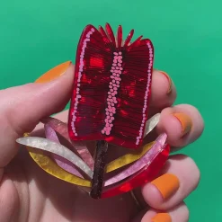 Erstwilder Burgundy Brush Brooch^ Brooches
