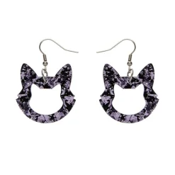 Erstwilder Cat Head Chunky Glitter Resin Drop Earrings - Purple^ Essential Earrings