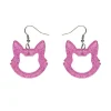 Erstwilder Cat Head Glitter Resin Drop Earrings - Pink^ Essential Earrings