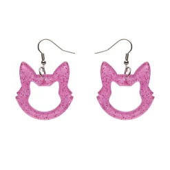 Erstwilder Cat Head Glitter Resin Drop Earrings - Pink^ Essential Earrings