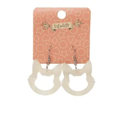 Erstwilder Cat Head Glitter Resin Drop Earrings - White^ Essential Earrings