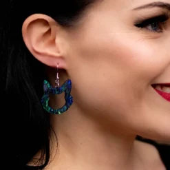 Erstwilder Cat Head Lava Resin Drop Earrings - Green^ Essential Earrings