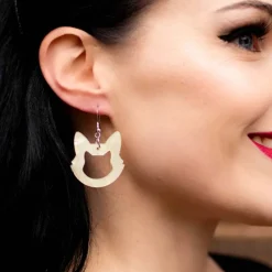 Erstwilder Cat Head Ripple Resin Drop Earrings - White^ Essential Earrings