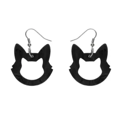 Erstwilder Cat Head Ripple Resin Drop Earrings - Black^ Essential Earrings
