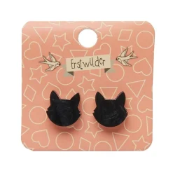 Erstwilder Cat Head Ripple Resin Stud Earrings - Black^ Essential Earrings