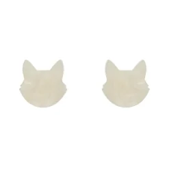 Erstwilder Cat Head Ripple Resin Stud Earrings - White^ Essential Earrings