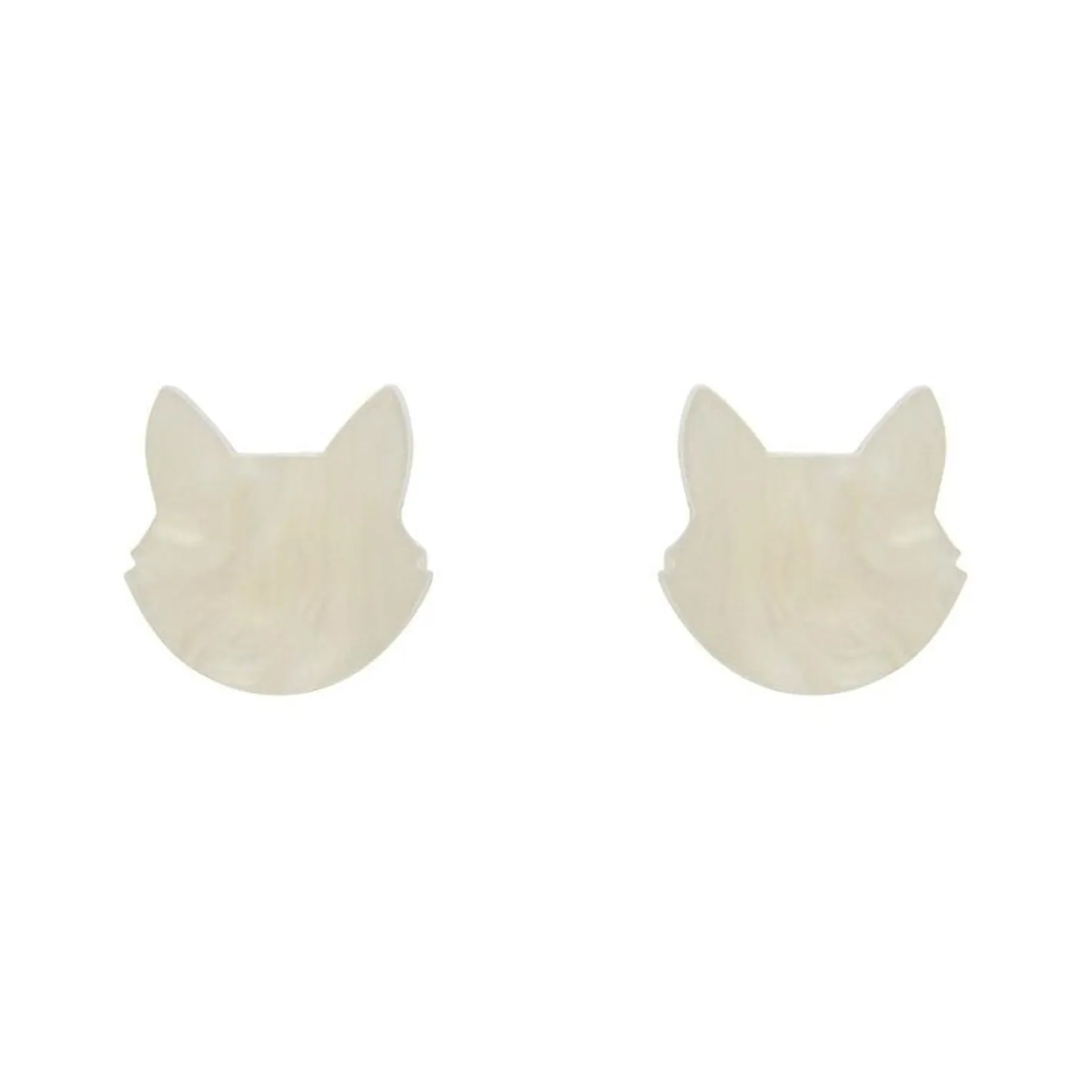 Erstwilder Cat Head Ripple Resin Stud Earrings - White^ Essential Earrings