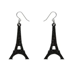 Erstwilder Eiffel Tower Glitter Resin Drop Earrings - Black^ Essential Earrings