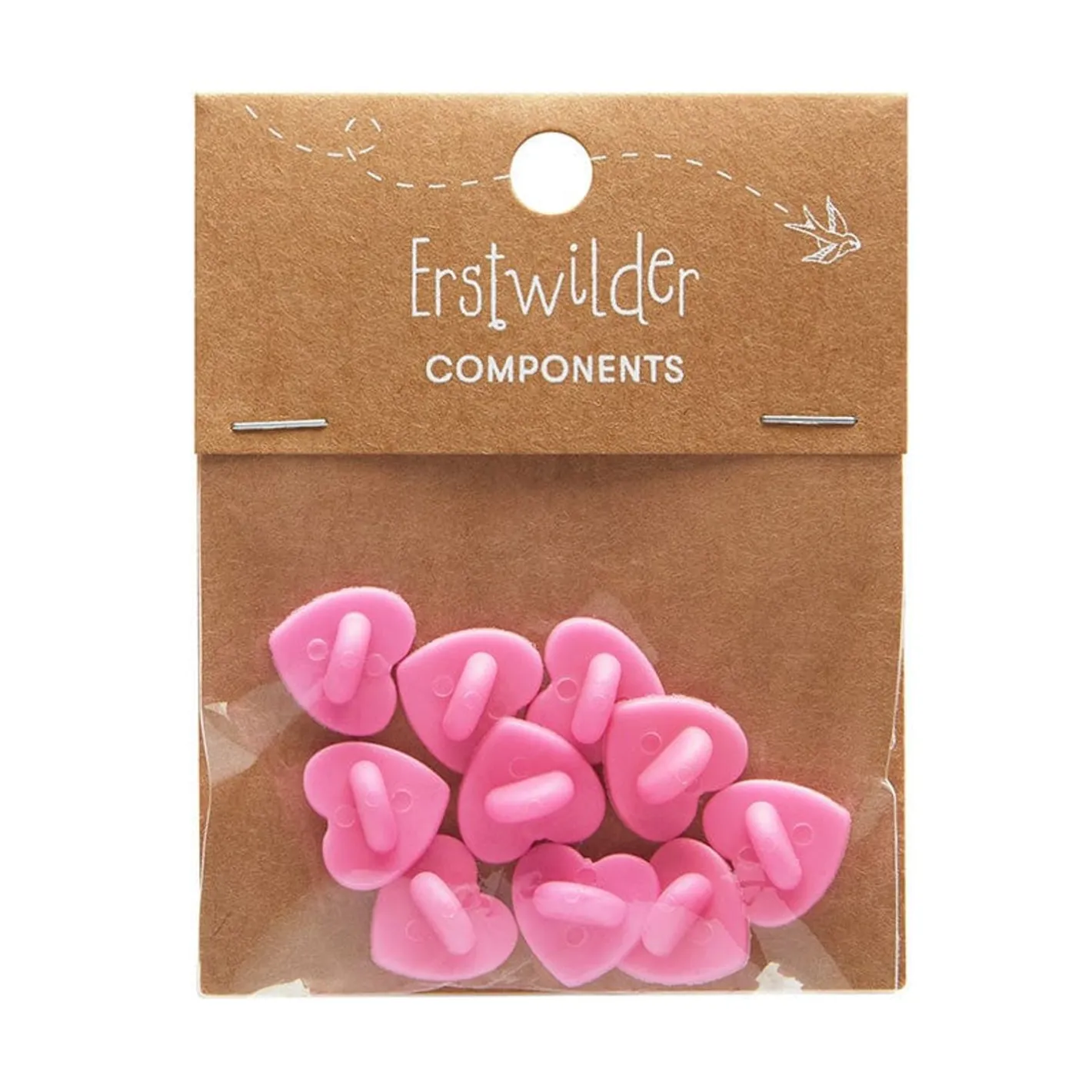 Erstwilder Enamel Pin Rubber Heart Locking Clasp 10-Pack - Pink^ Components