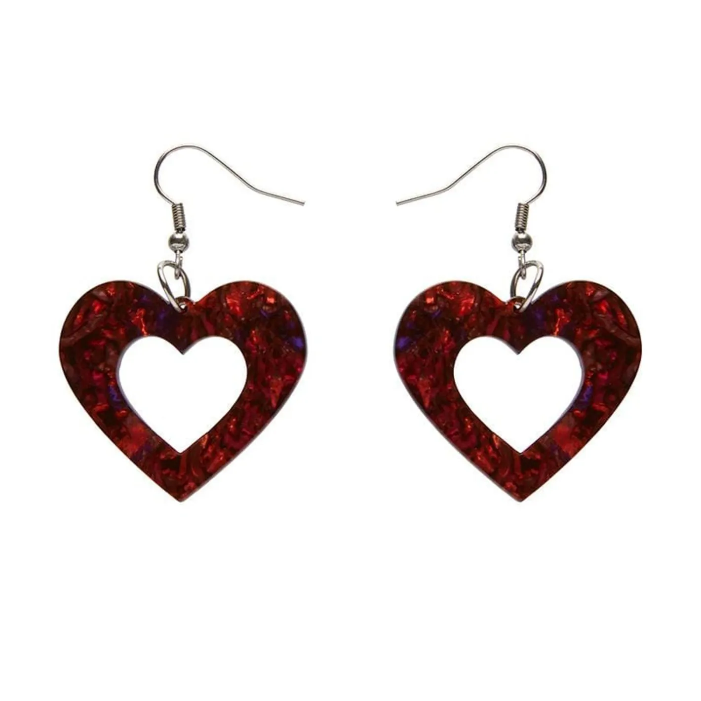 Erstwilder Heart Lava Resin Drop Earrings - Red^ Essential Earrings