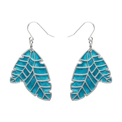 Erstwilder Leaf Textured Emerald Resin Drop Earrings - Silver^ Essential Earrings
