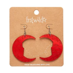 Erstwilder Moon Mirror Drop Earrings - Red^ Essential Earrings