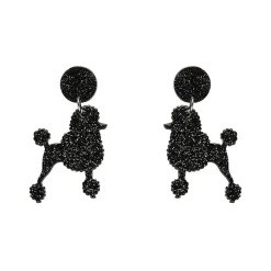 Erstwilder Poodle Glitter Post Drop Earrings - Black^ Essential Earrings