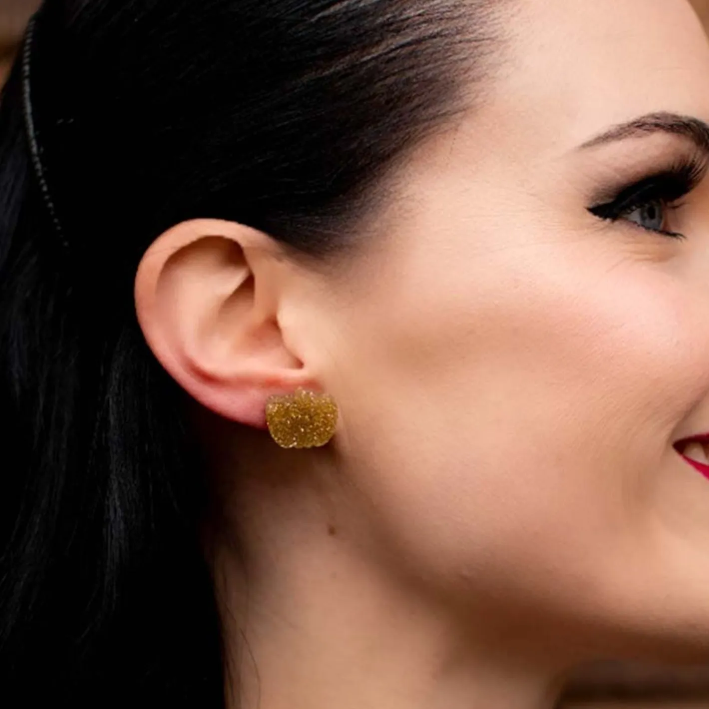 Erstwilder Pumpkin Glitter Resin Stud Earrings - Gold^ Essential Earrings