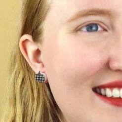 Erstwilder Pumpkin Patch Stud Earrings Set - Gold & Black Gingham^ Essential Earrings