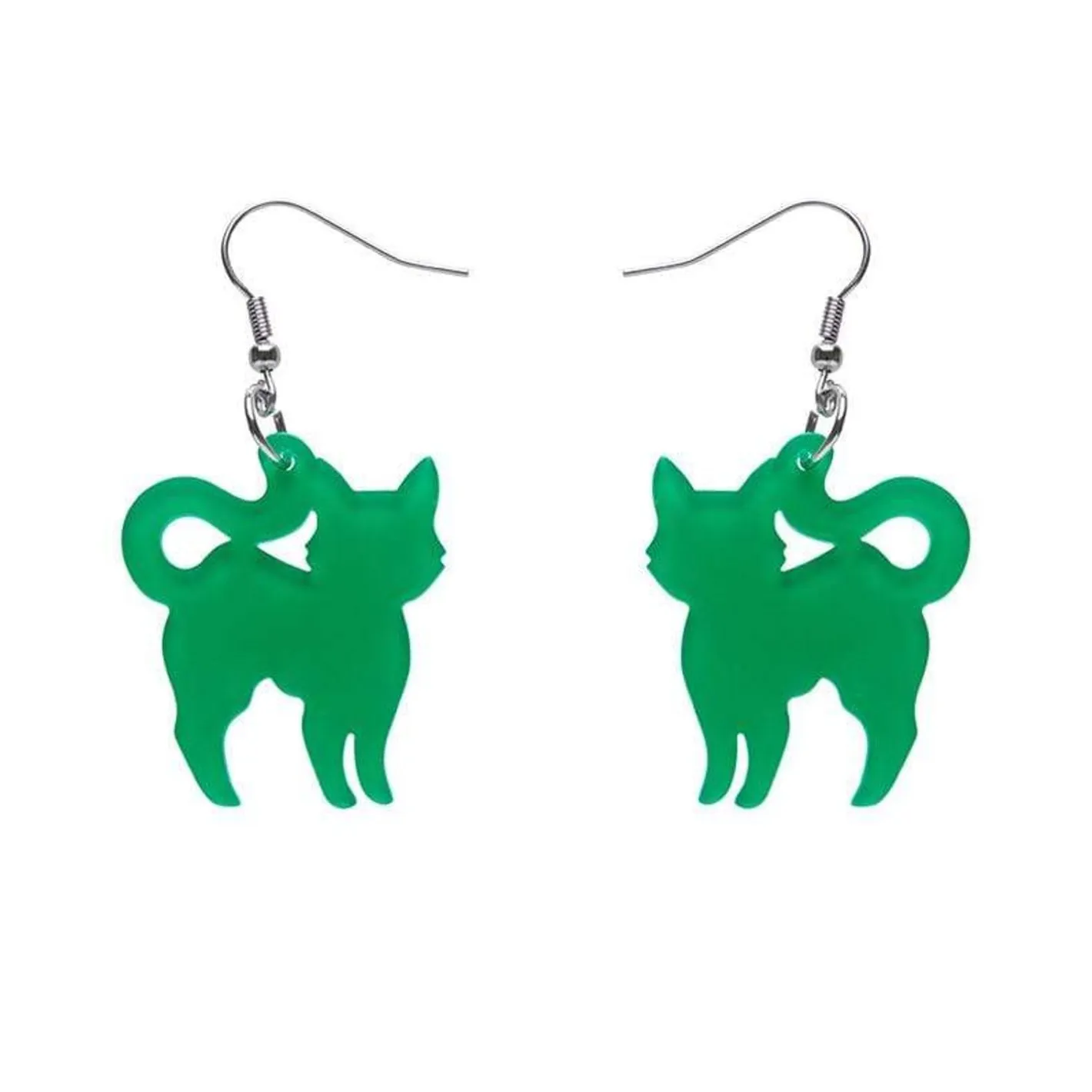 Erstwilder Pussy Cat Bubble Resin Drop Earrings - Green^ Essential Earrings