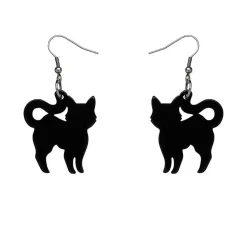 Erstwilder Pussy Cat Solid Resin Drop Earrings - Black^ Essential Earrings