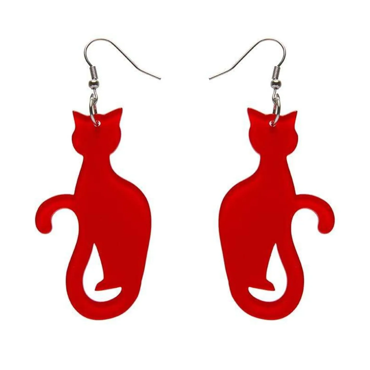 Erstwilder Sitting Cat Bubble Resin Drop Earrings - Red^ Essential Earrings