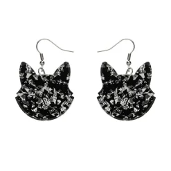 Erstwilder Solid Cat Head Chunky Glitter Resin Drop Earrings - Silver^ Essential Earrings
