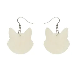 Erstwilder Solid Cat Head Ripple Resin Drop Earrings - White^ Essential Earrings