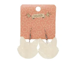 Erstwilder Solid Cat Head Ripple Resin Drop Earrings - White^ Essential Earrings