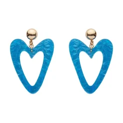 Erstwilder Statement Glitter Ripple Heart Drop Earrings - Aqua^ Essential Earrings