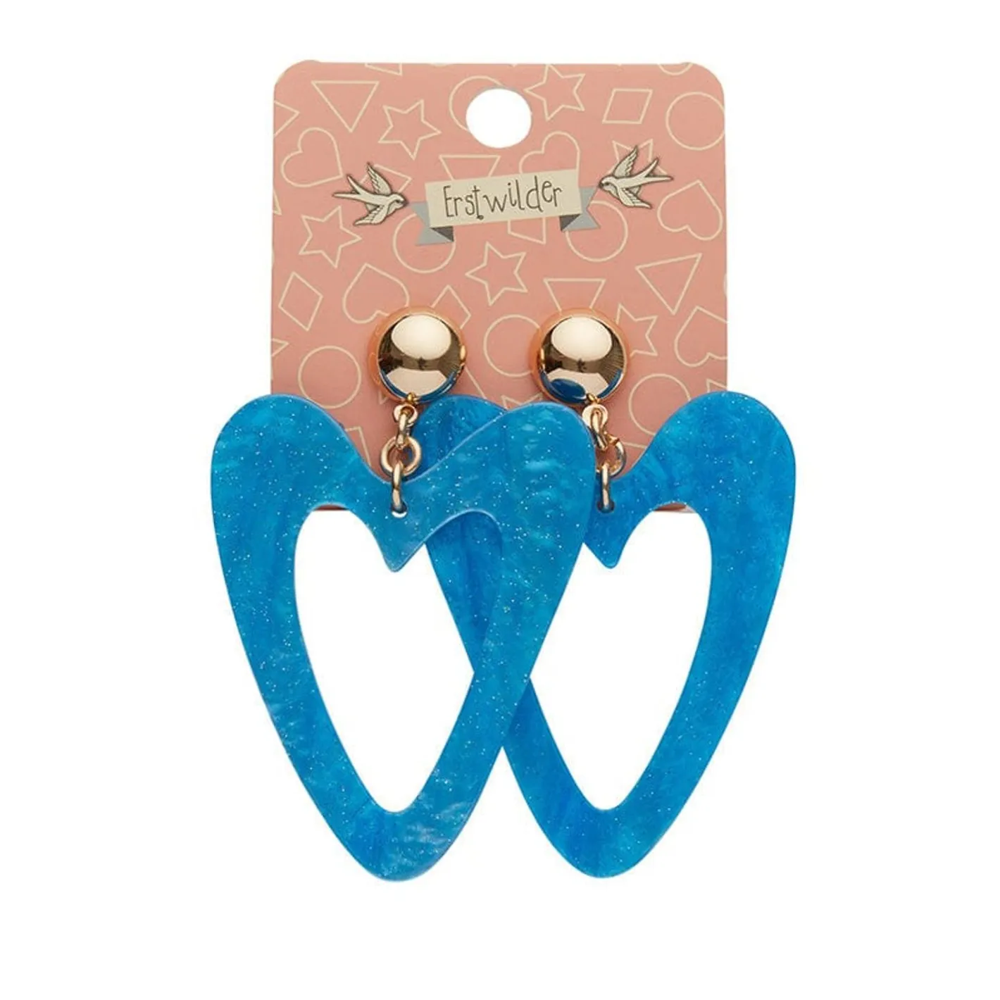 Erstwilder Statement Glitter Ripple Heart Drop Earrings - Aqua^ Essential Earrings