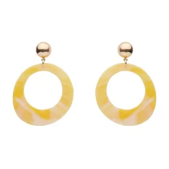 Erstwilder Statement Marble Resin Circle Drop Earrings - Yellow^ Essential Earrings