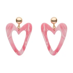 Erstwilder Statement Marble Resin Heart Drop Earrings - Pink^ Essential Earrings