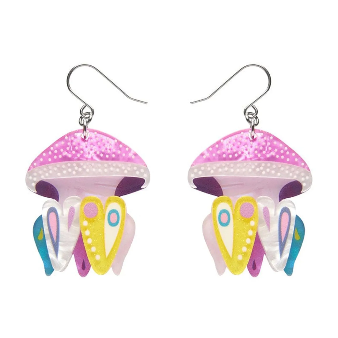 Erstwilder The Whimsical White Spotted Jellyfish Drop Earrings^ Earrings