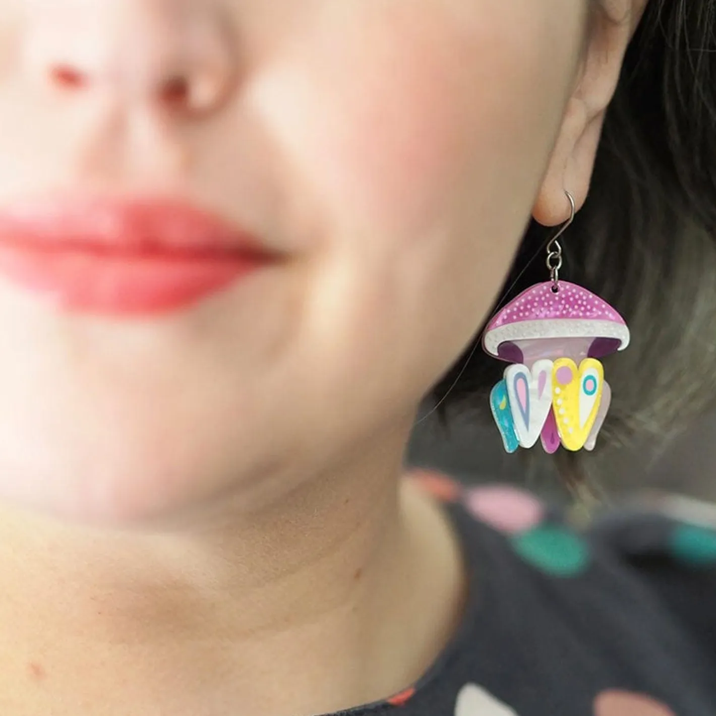 Erstwilder The Whimsical White Spotted Jellyfish Drop Earrings^ Earrings